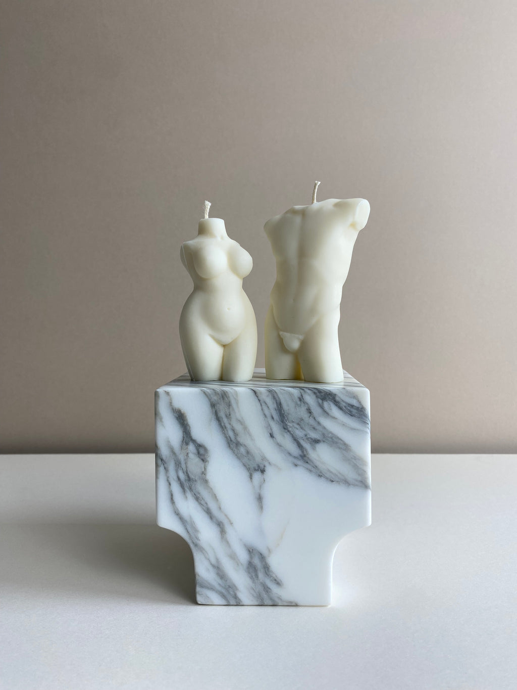 Atelier Ethos Pair Of Male And Curvy Lady Candles Hand-poured in natural soy wax, a candle duo celebrating harmony, love, and sculptural artistry. Ideal as a wedding or engagement gift. Sustainable, luxurious, and 10% of profits support charity. £18.00