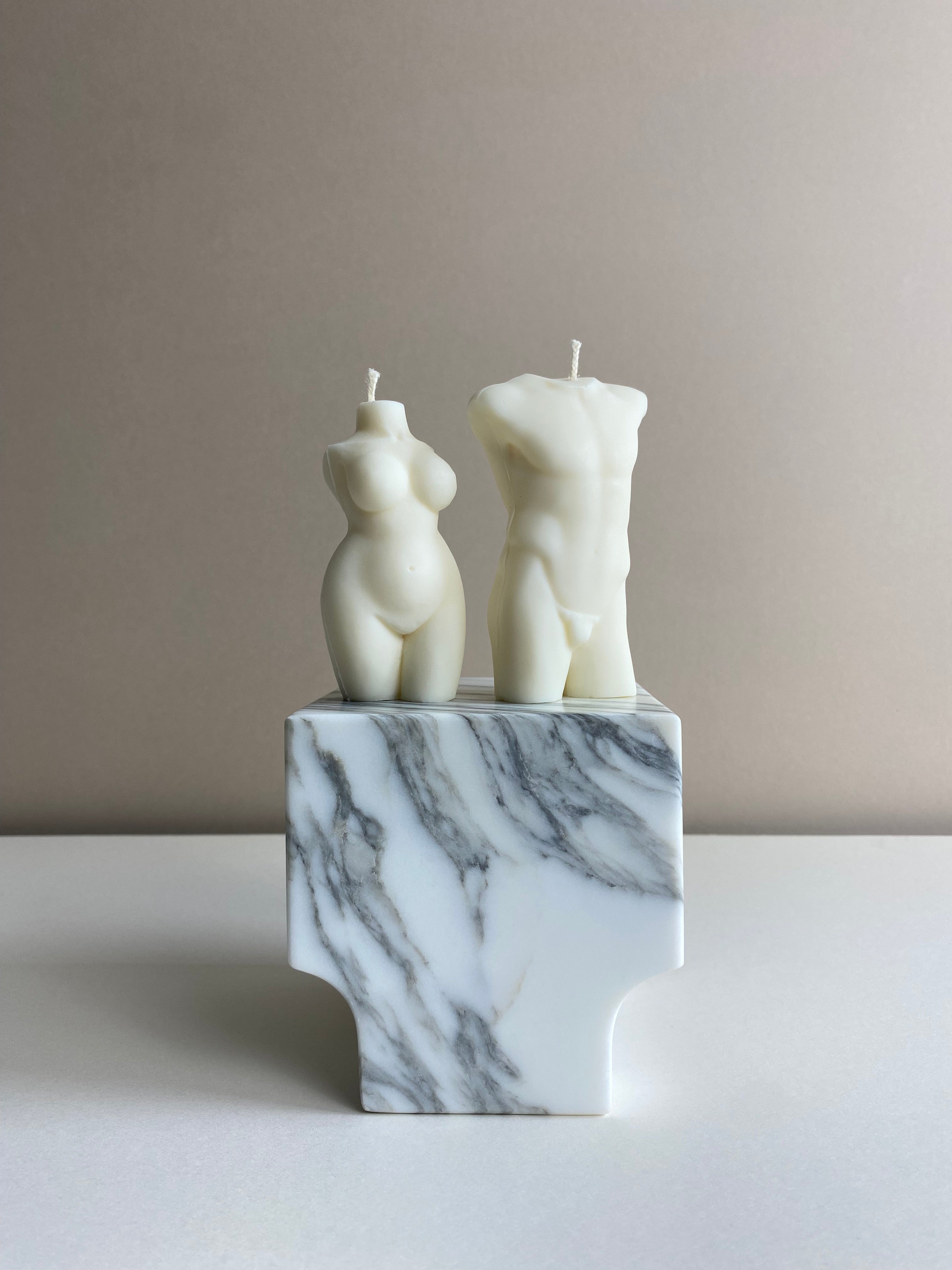 Atelier Ethos Pair Of Male And Curvy Lady Candles Hand-poured in natural soy wax, a candle duo celebrating harmony, love, and sculptural artistry. Ideal as a wedding or engagement gift. Sustainable, luxurious, and 10% of profits support charity. £18.00