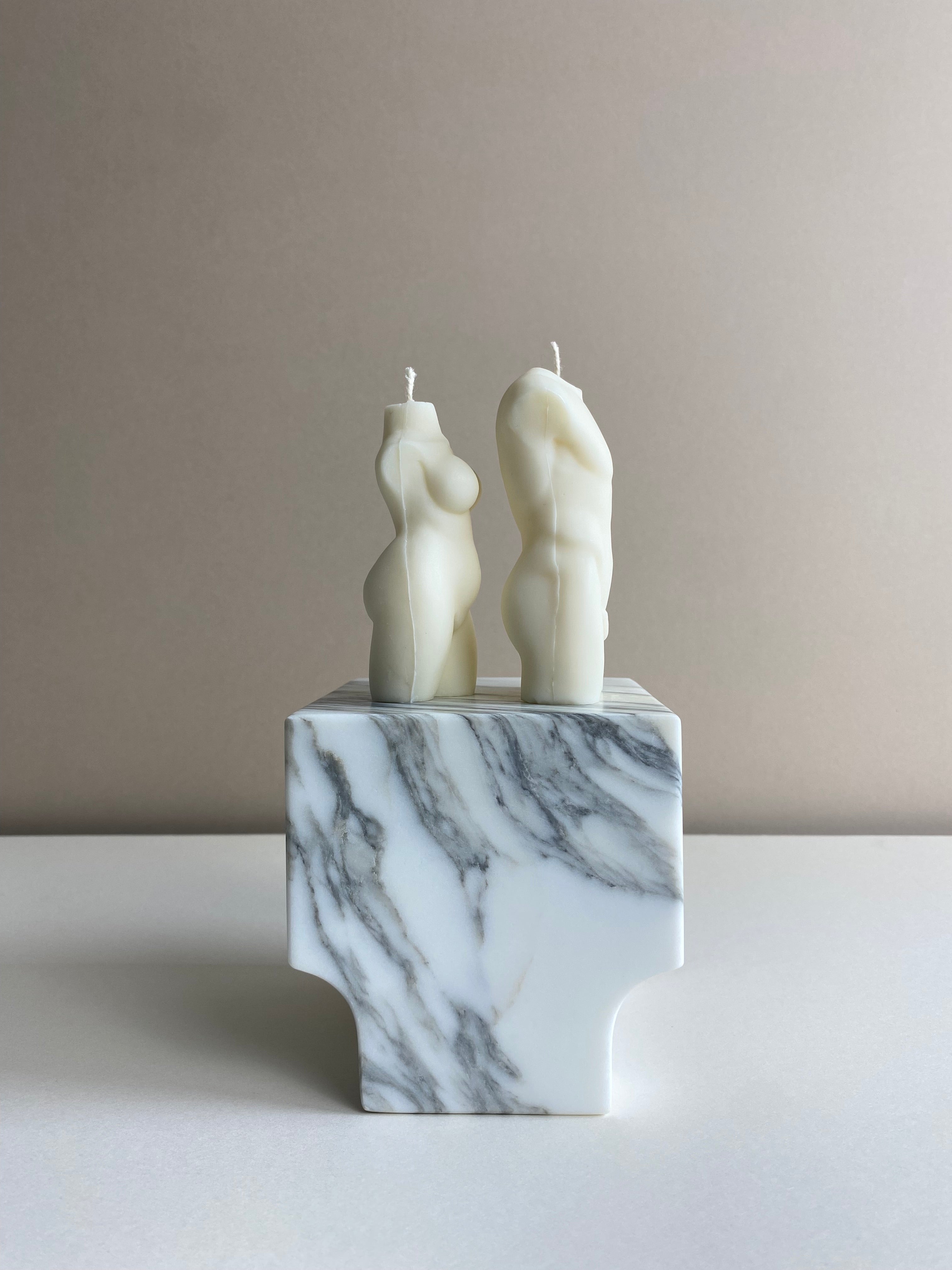Atelier Ethos Pair Of Male And Curvy Lady Candles Hand-poured in natural soy wax, a candle duo celebrating harmony, love, and sculptural artistry. Ideal as a wedding or engagement gift. Sustainable, luxurious, and 10% of profits support charity. £18.00