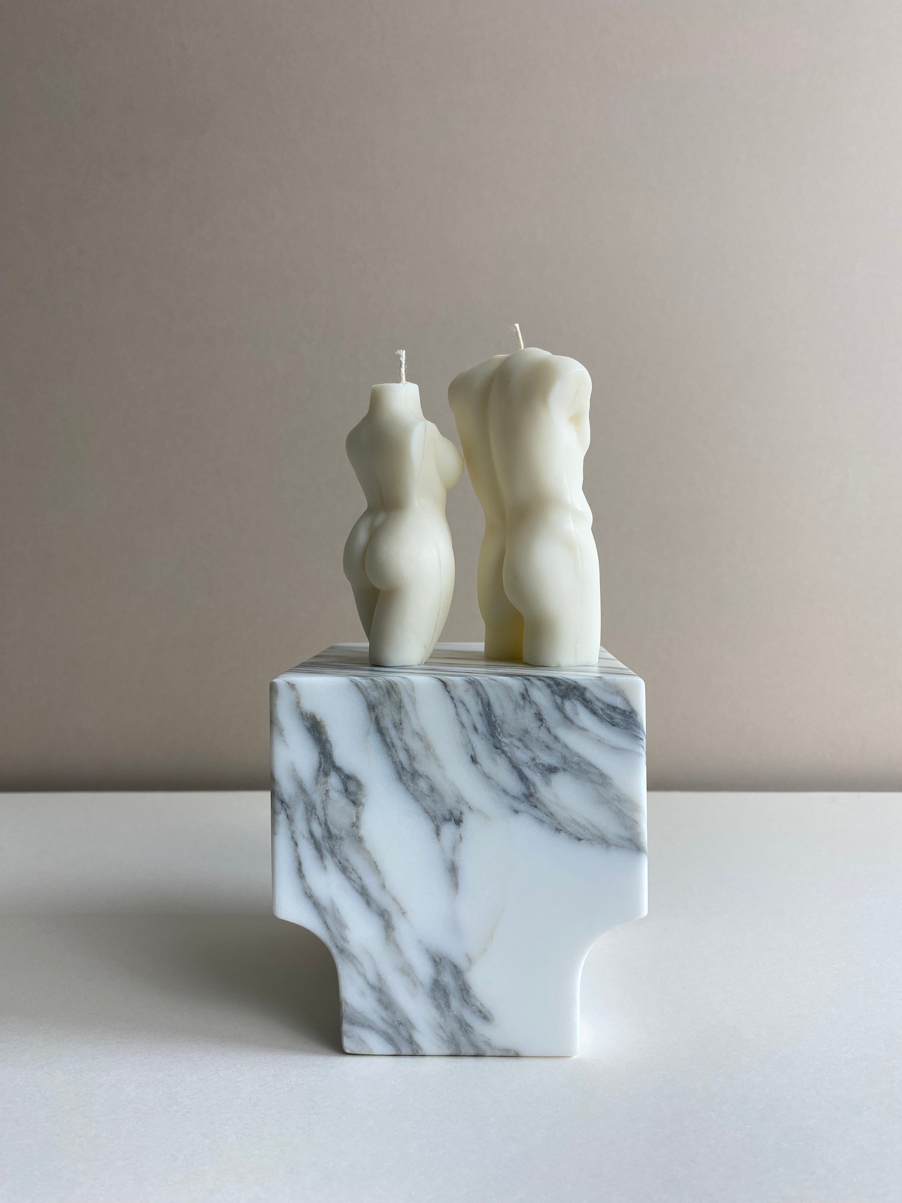 Atelier Ethos Pair Of Male And Curvy Lady Candles Hand-poured in natural soy wax, a candle duo celebrating harmony, love, and sculptural artistry. Ideal as a wedding or engagement gift. Sustainable, luxurious, and 10% of profits support charity. £18.00