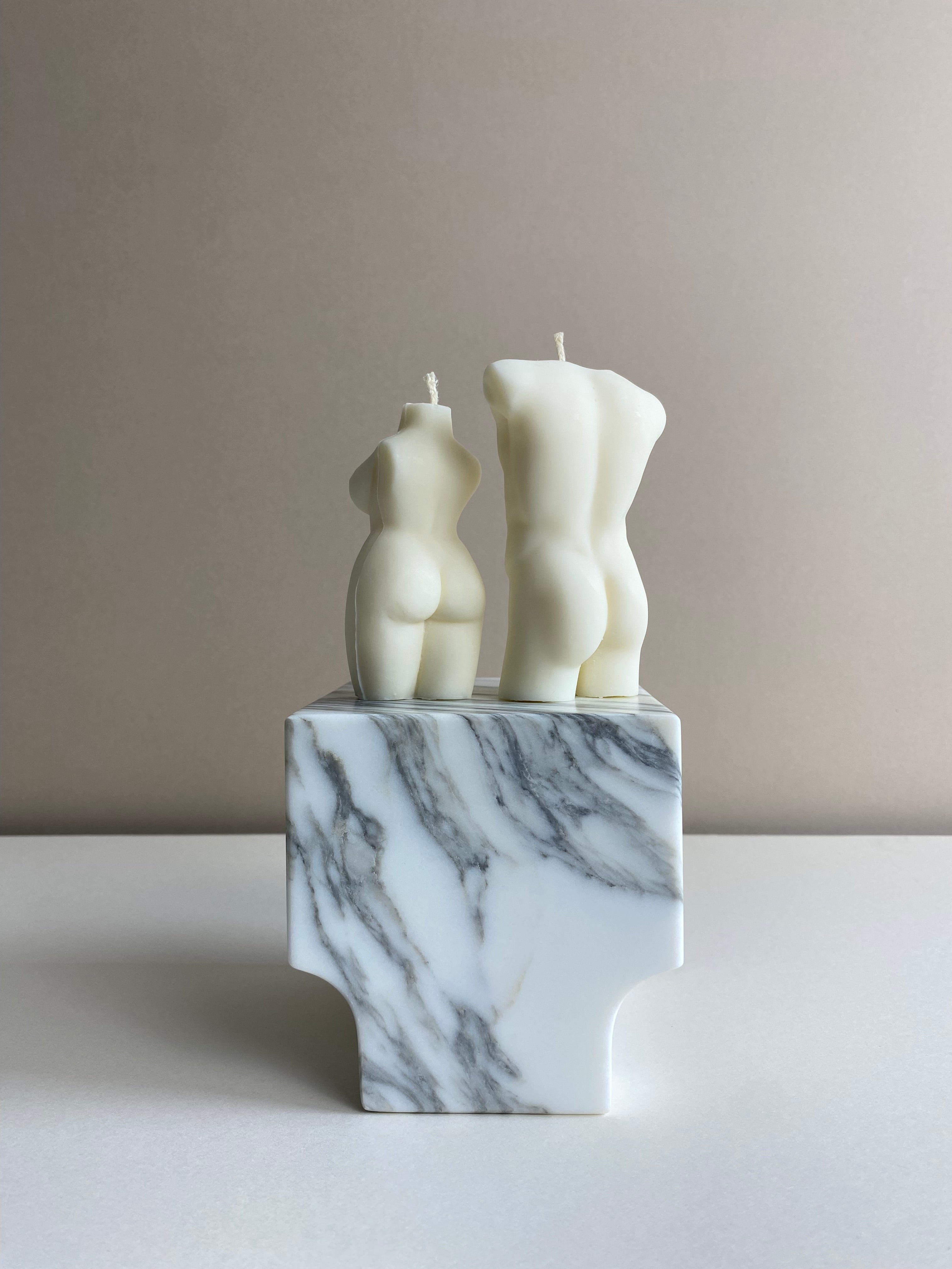 Atelier Ethos Pair Of Male And Curvy Lady Candles Hand-poured in natural soy wax, a candle duo celebrating harmony, love, and sculptural artistry. Ideal as a wedding or engagement gift. Sustainable, luxurious, and 10% of profits support charity. £18.00