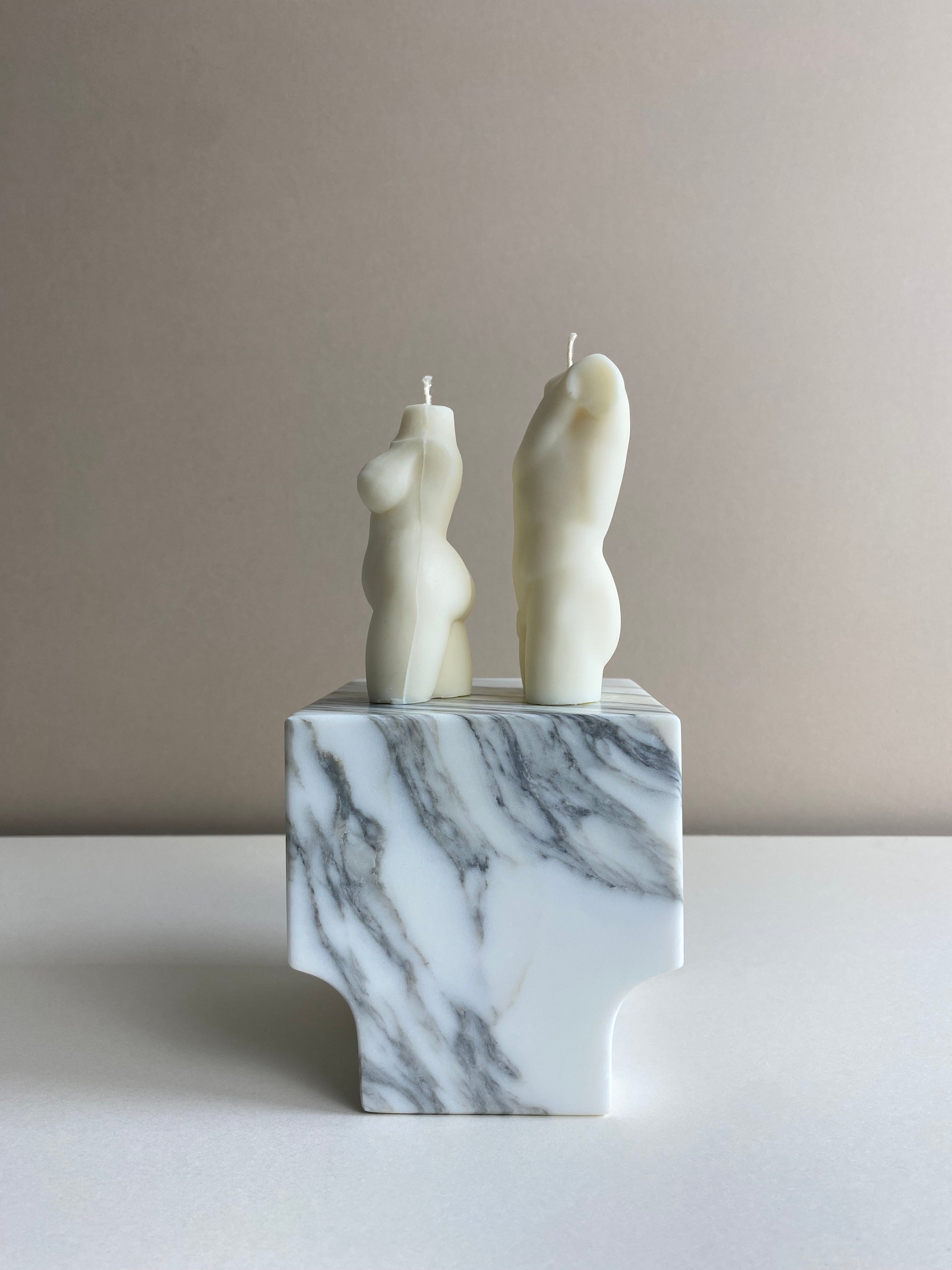 Atelier Ethos Pair Of Male And Curvy Lady Candles Hand-poured in natural soy wax, a candle duo celebrating harmony, love, and sculptural artistry. Ideal as a wedding or engagement gift. Sustainable, luxurious, and 10% of profits support charity. £18.00