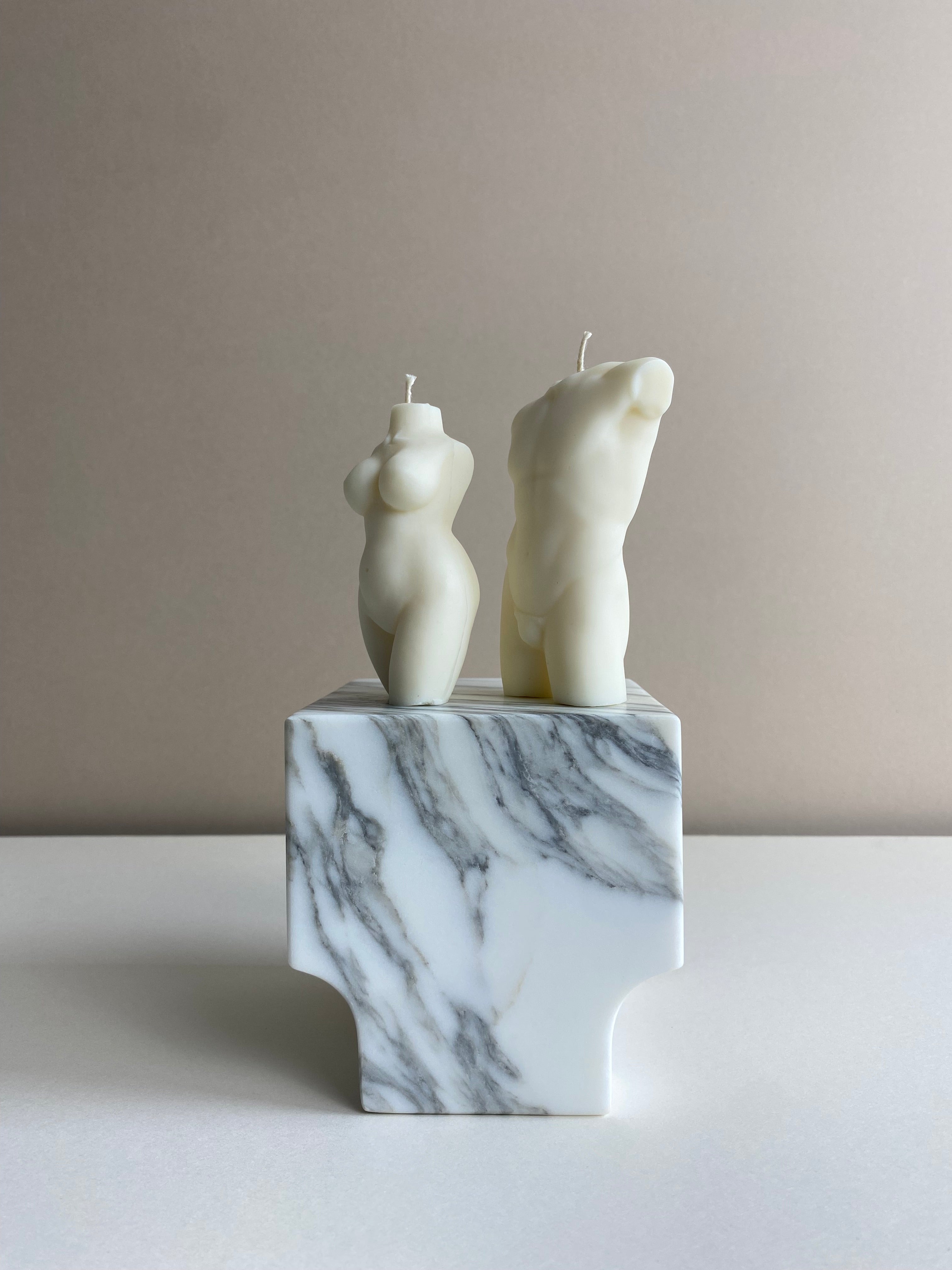 Atelier Ethos Pair Of Male And Curvy Lady Candles Hand-poured in natural soy wax, a candle duo celebrating harmony, love, and sculptural artistry. Ideal as a wedding or engagement gift. Sustainable, luxurious, and 10% of profits support charity. £18.00