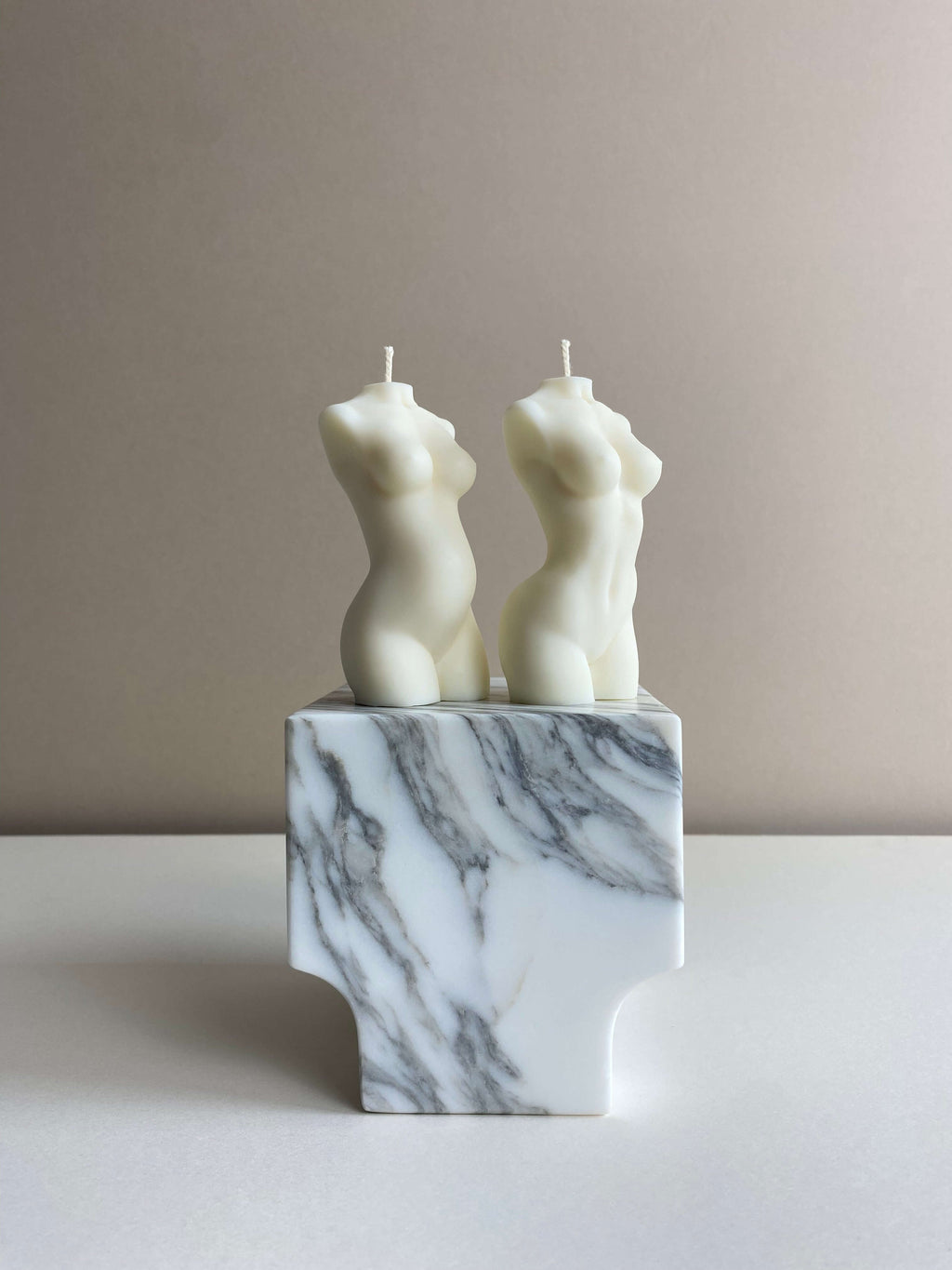 Atelier Ethos Pair Of Female And Pregnant Lady Candles A candle duo in natural soy wax celebrating motherhood and sculptural artistry. Perfect as a baby shower or gift for expecting couples. Sustainable, luxurious, and 10% of profits donated to charity. £