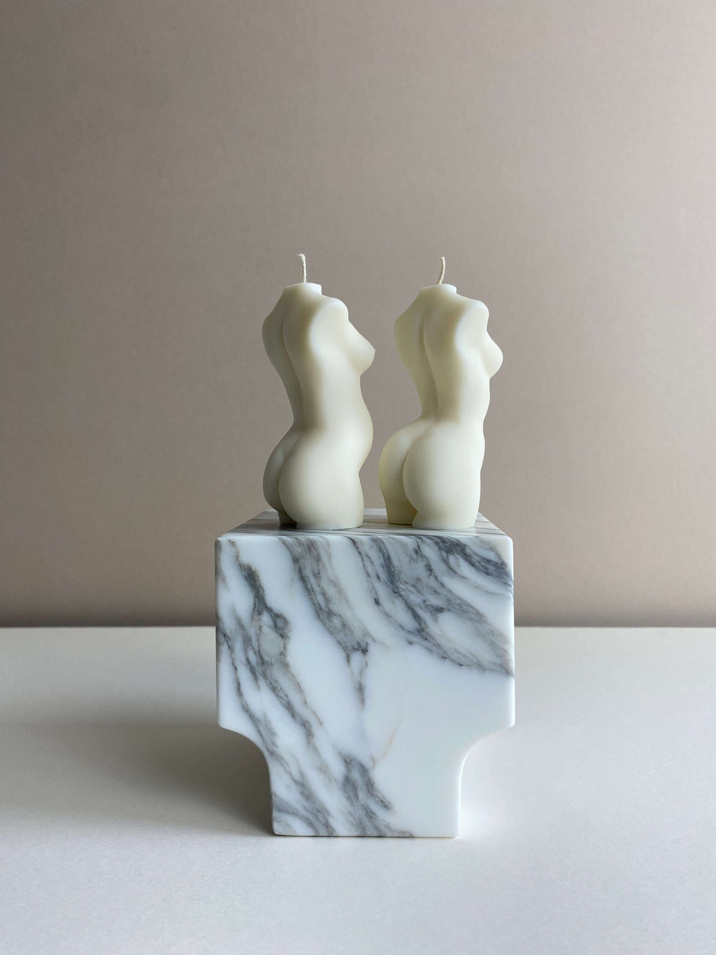 Atelier Ethos Pair Of Female And Pregnant Lady Candles A candle duo in natural soy wax celebrating motherhood and sculptural artistry. Perfect as a baby shower or gift for expecting couples. Sustainable, luxurious, and 10% of profits donated to charity. £
