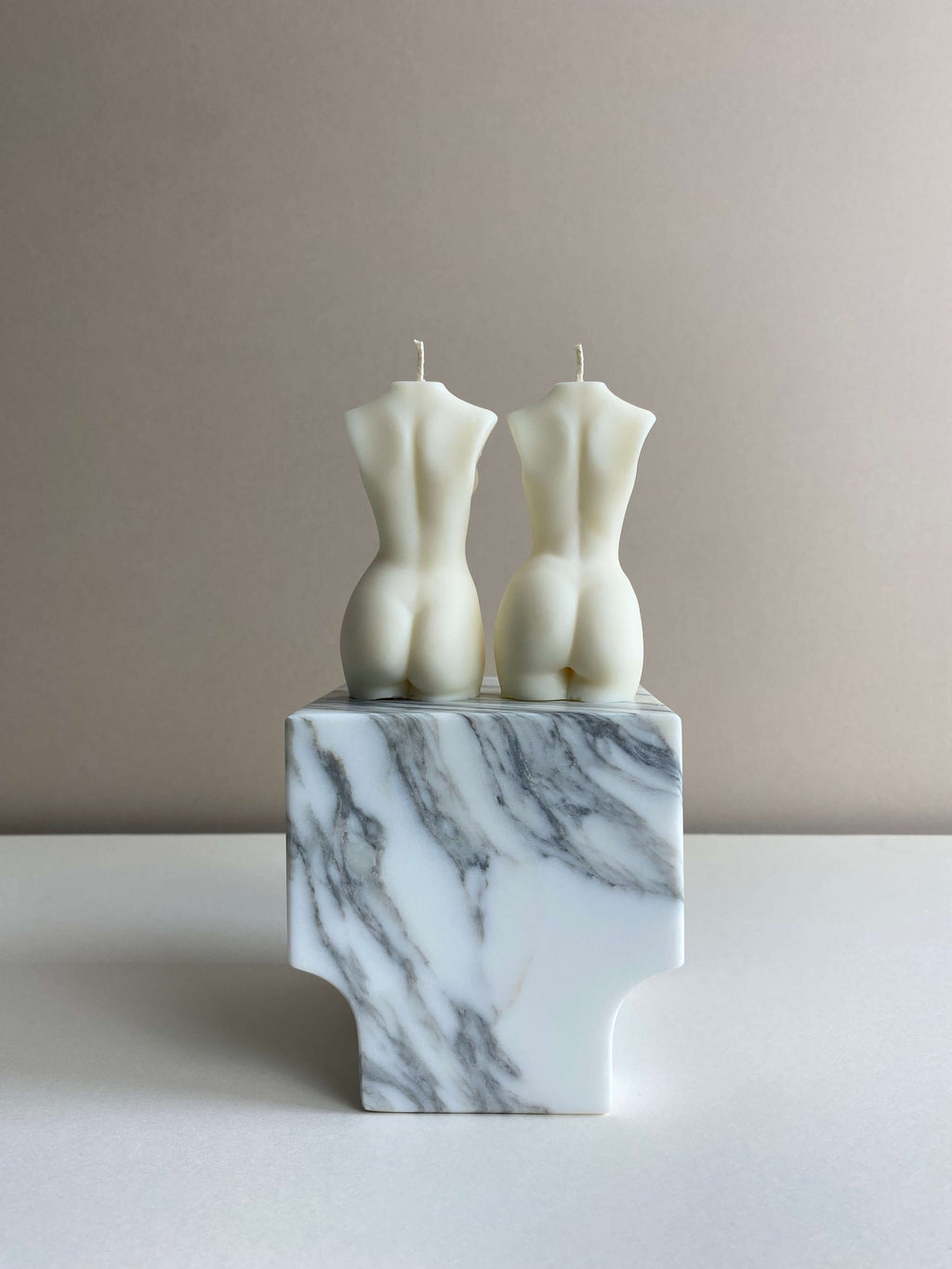 Atelier Ethos Pair Of Female And Pregnant Lady Candles A candle duo in natural soy wax celebrating motherhood and sculptural artistry. Perfect as a baby shower or gift for expecting couples. Sustainable, luxurious, and 10% of profits donated to charity. £