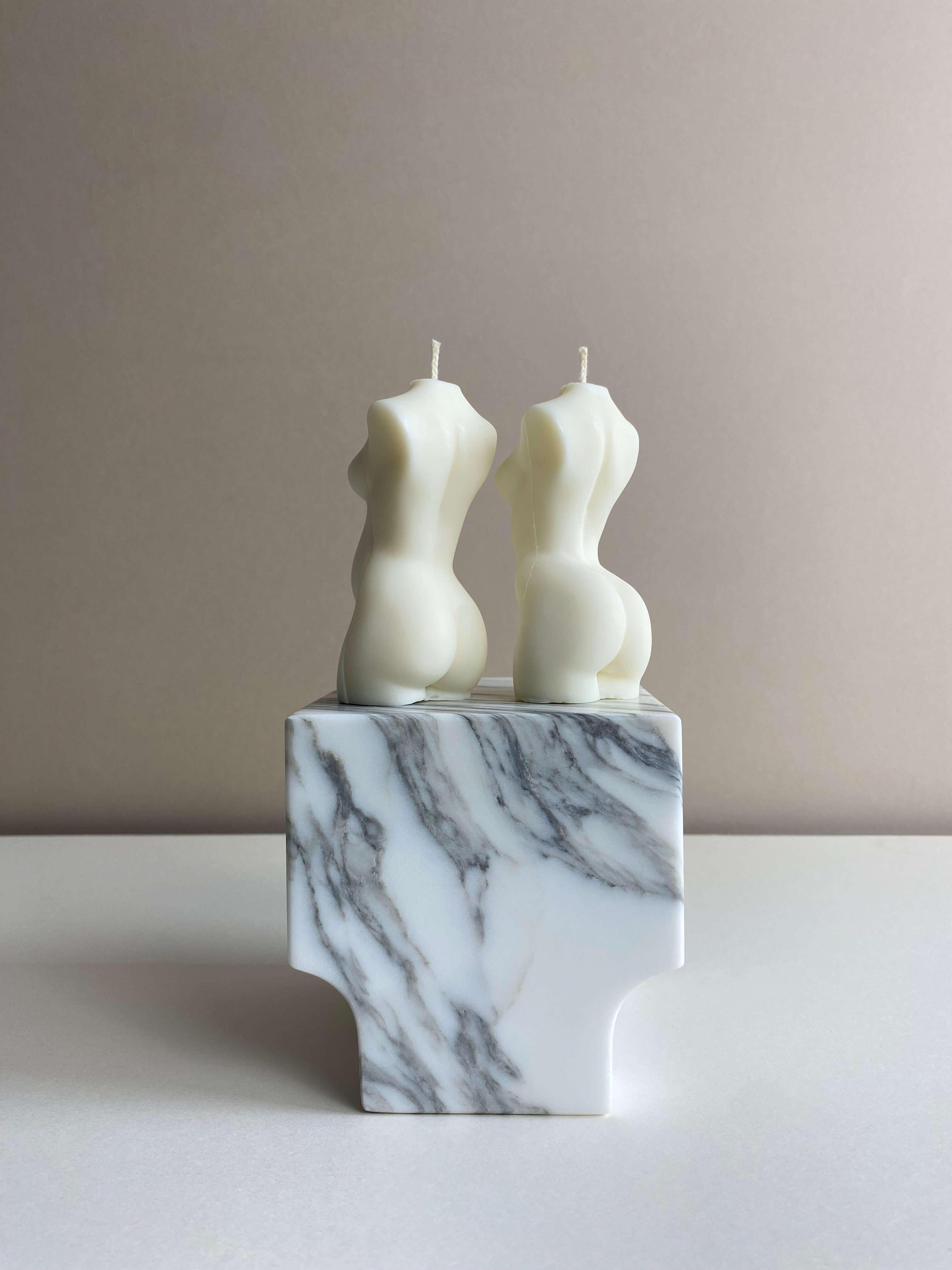 Atelier Ethos Pair Of Female And Pregnant Lady Candles A candle duo in natural soy wax celebrating motherhood and sculptural artistry. Perfect as a baby shower or gift for expecting couples. Sustainable, luxurious, and 10% of profits donated to charity. £