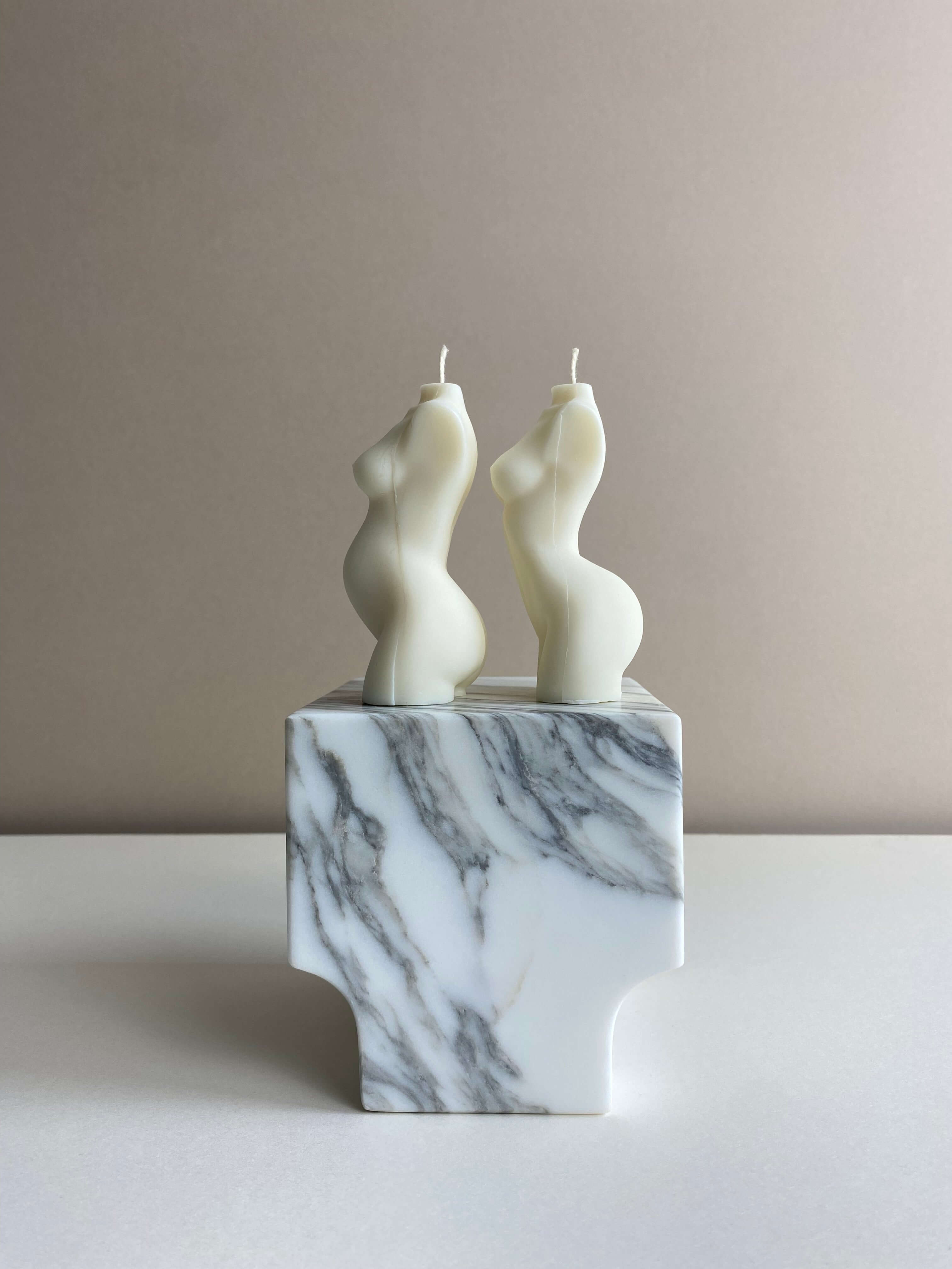 Atelier Ethos Pair Of Female And Pregnant Lady Candles A candle duo in natural soy wax celebrating motherhood and sculptural artistry. Perfect as a baby shower or gift for expecting couples. Sustainable, luxurious, and 10% of profits donated to charity. £