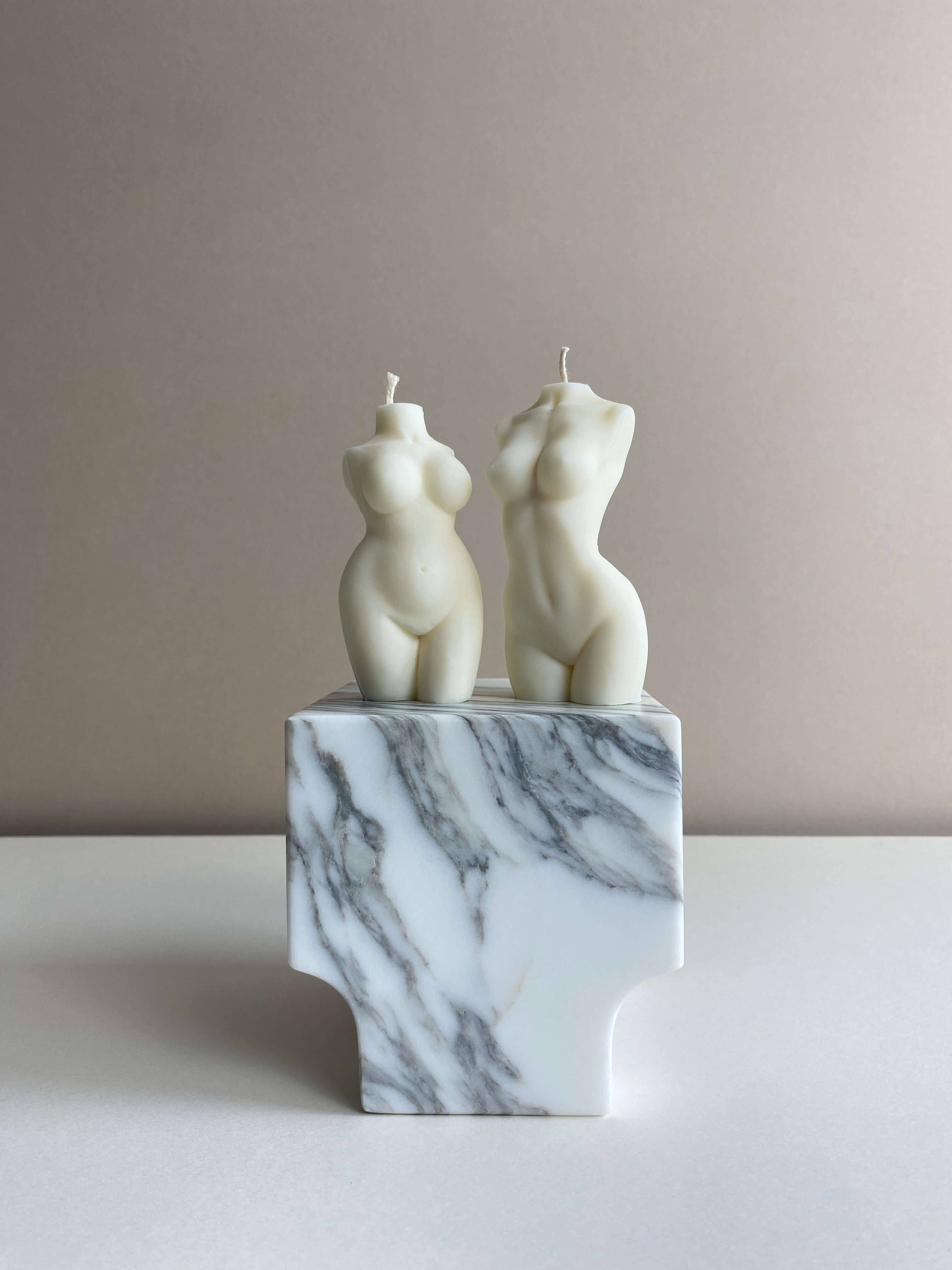 Atelier Ethos Pair Of Female And Curvy Lady Candles A candle duo in natural soy wax celebrating love, connection, and sculptural artistry. Perfect as an engagement or wedding gift. Sustainable, luxurious, and 10% of profits support charity. £18.00