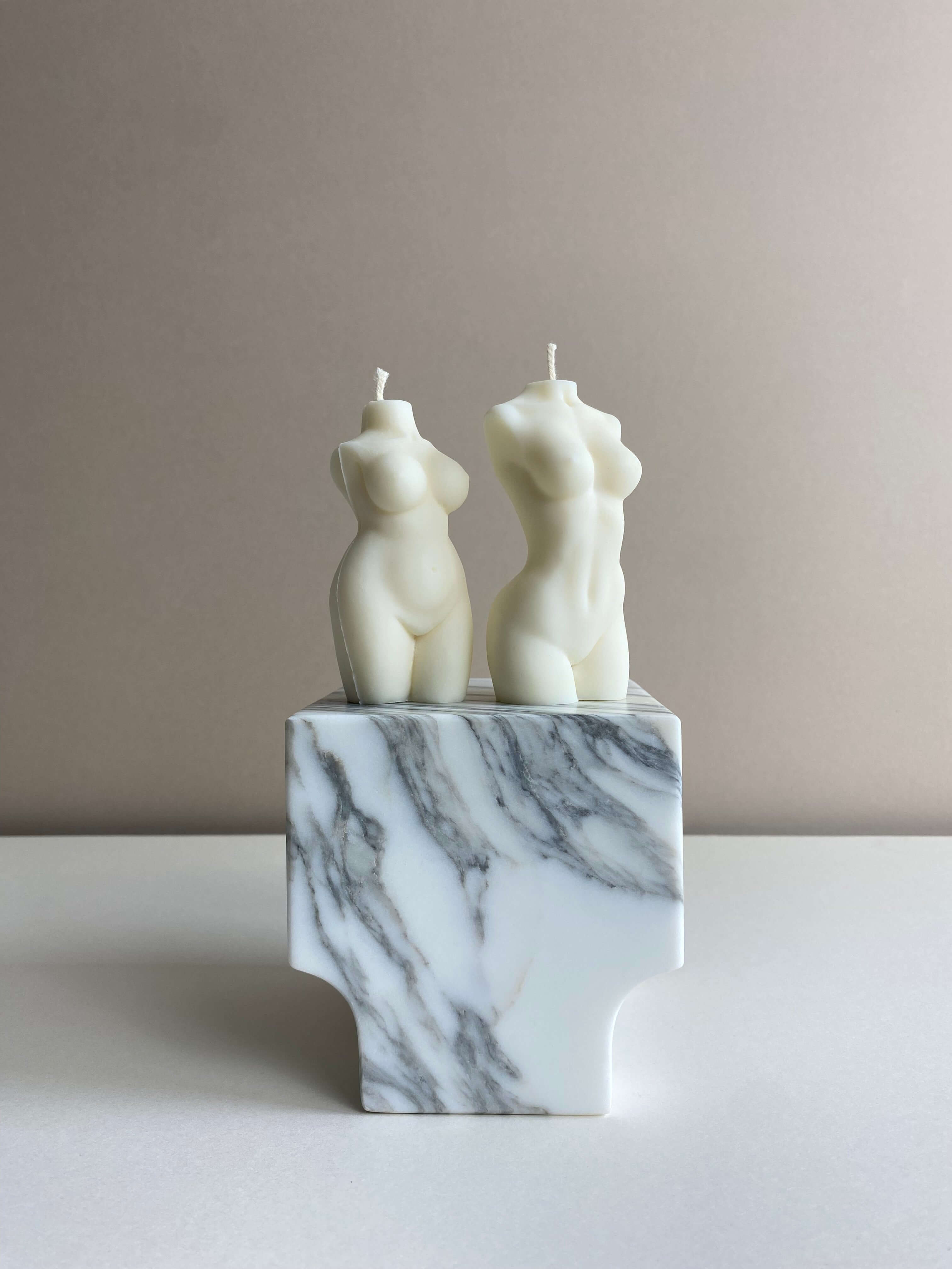 Atelier Ethos Pair Of Female And Curvy Lady Candles A candle duo in natural soy wax celebrating love, connection, and sculptural artistry. Perfect as an engagement or wedding gift. Sustainable, luxurious, and 10% of profits support charity. £18.00