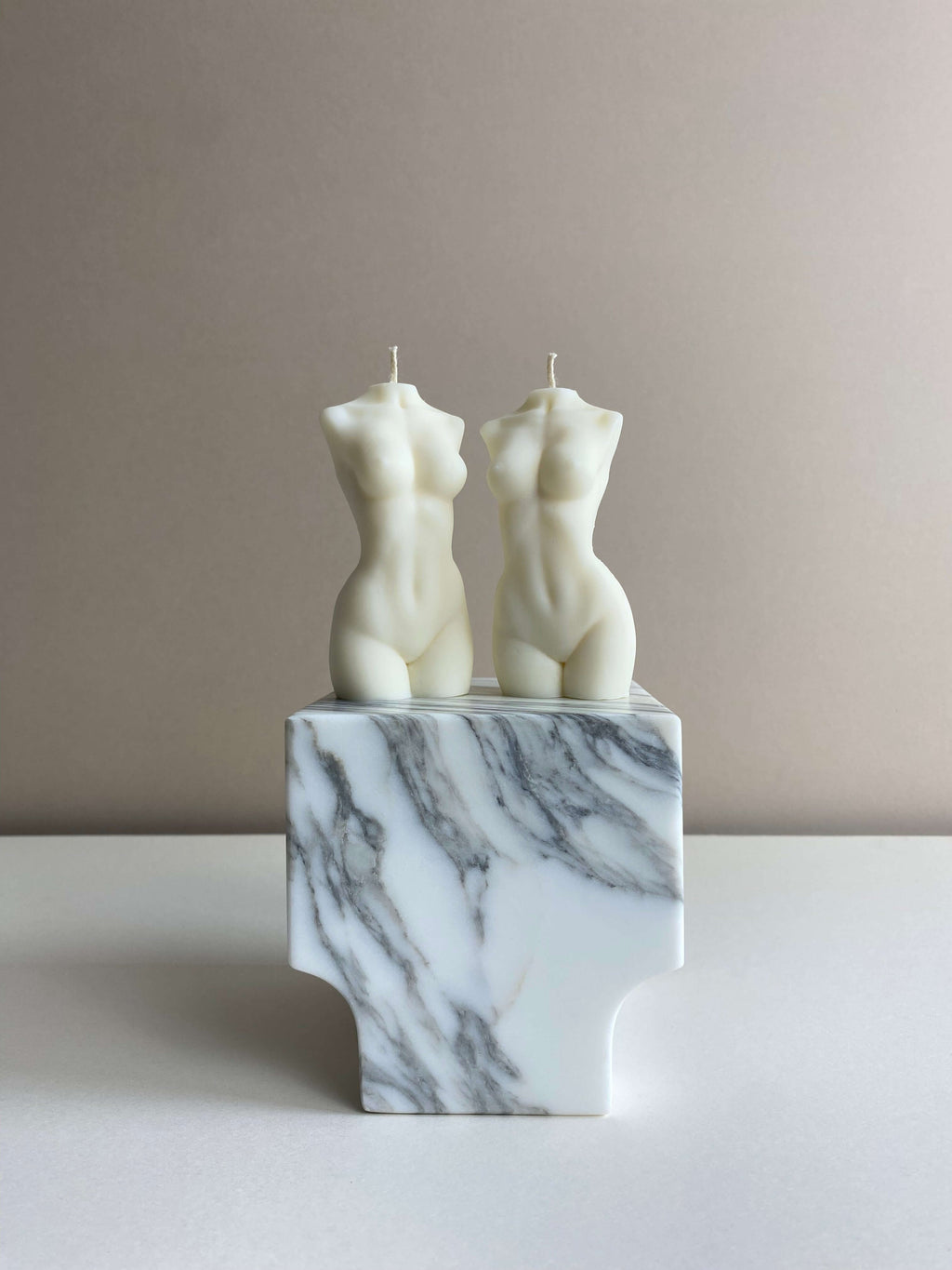Atelier Ethos Pair Of Female Torso Candles Hand-poured in natural soy wax, a candle duo celebrating connection and refined artistry. Ideal as a thoughtful engagement or wedding gift. Sustainable, luxurious, 10% of profits donated to charity. £18.00
