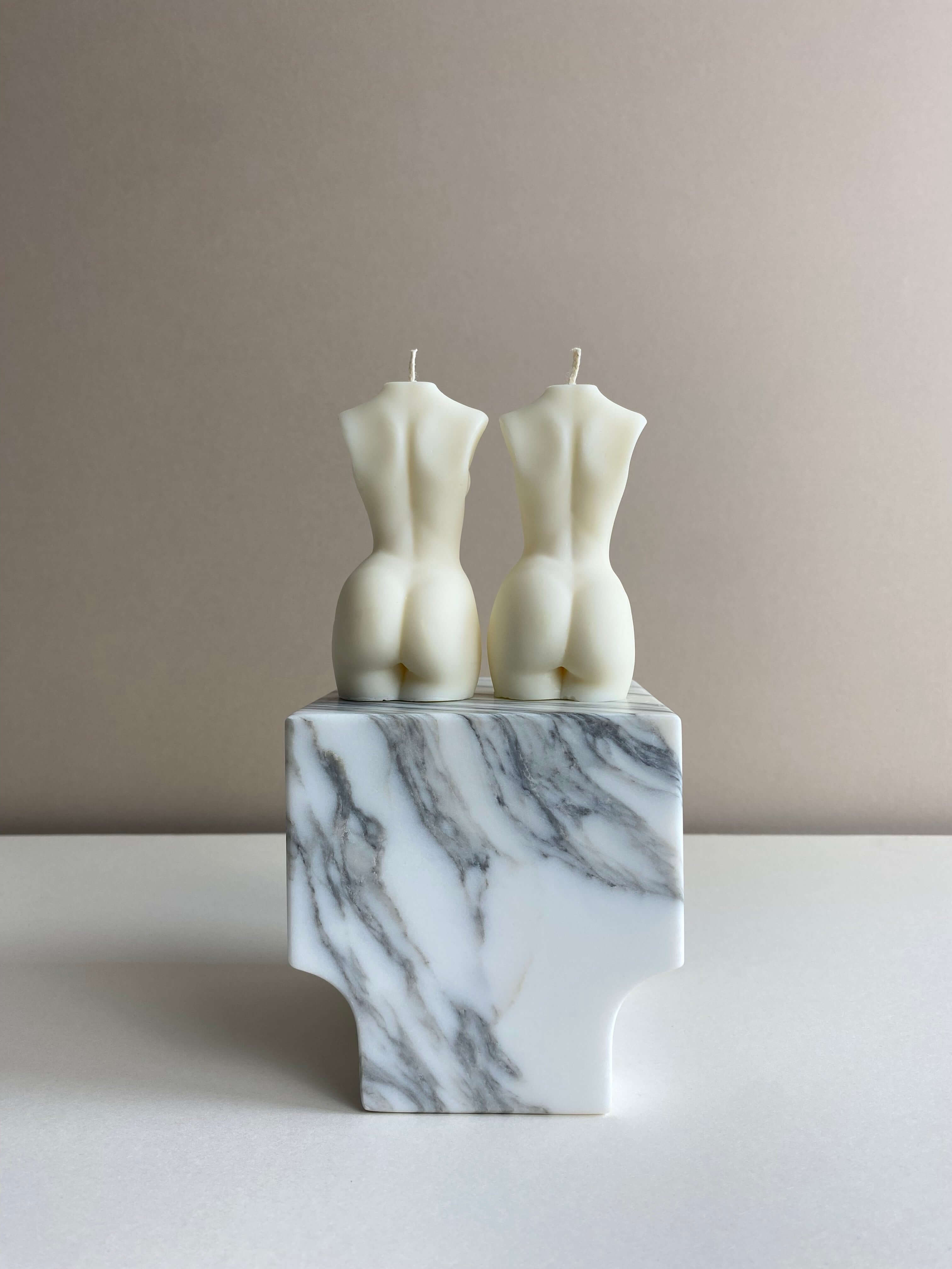 Atelier Ethos Pair Of Female Torso Candles Hand-poured in natural soy wax, a candle duo celebrating connection and refined artistry. Ideal as a thoughtful engagement or wedding gift. Sustainable, luxurious, 10% of profits donated to charity. £18.00