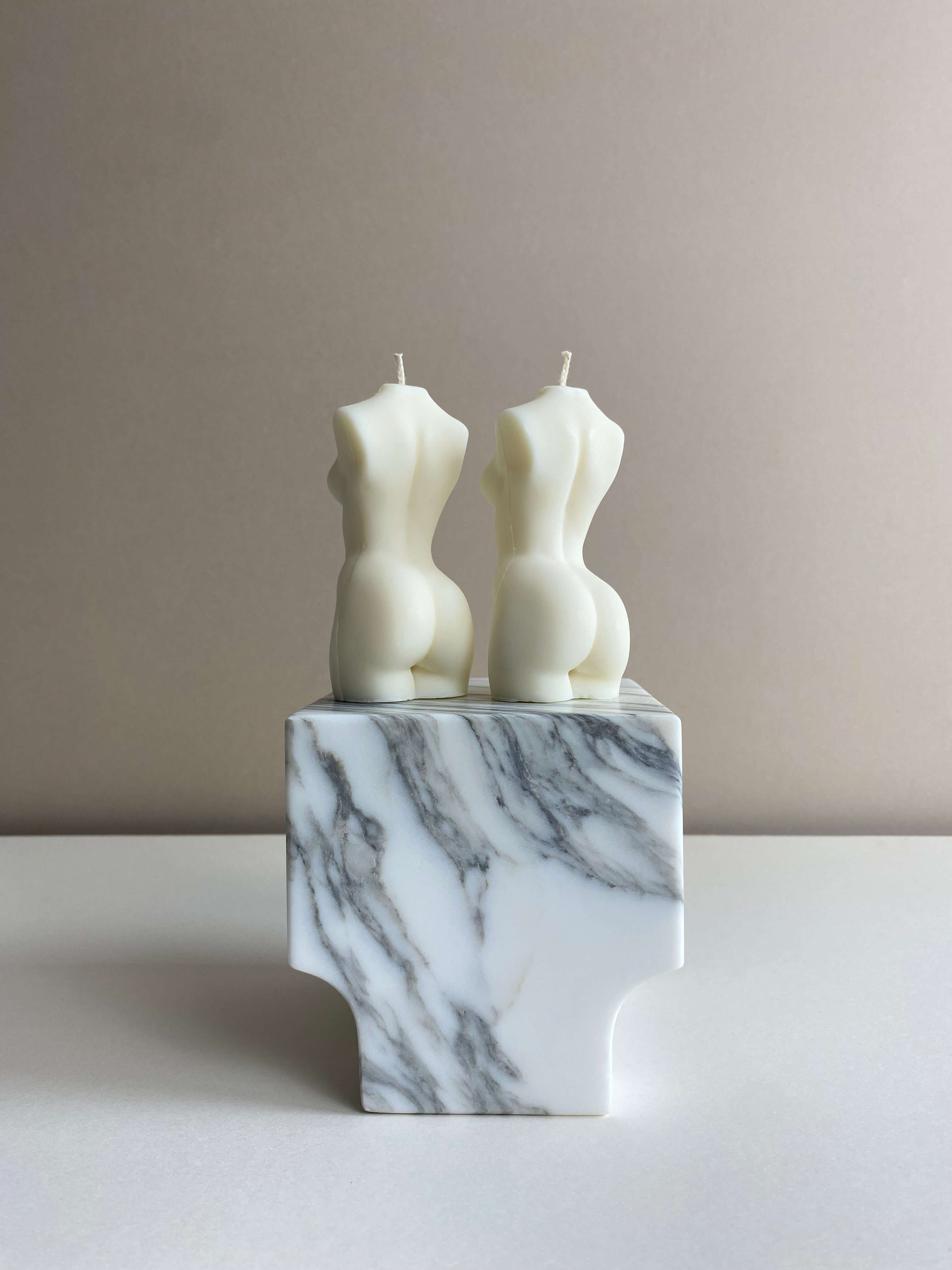 Atelier Ethos Pair Of Female Torso Candles Hand-poured in natural soy wax, a candle duo celebrating connection and refined artistry. Ideal as a thoughtful engagement or wedding gift. Sustainable, luxurious, 10% of profits donated to charity. £18.00