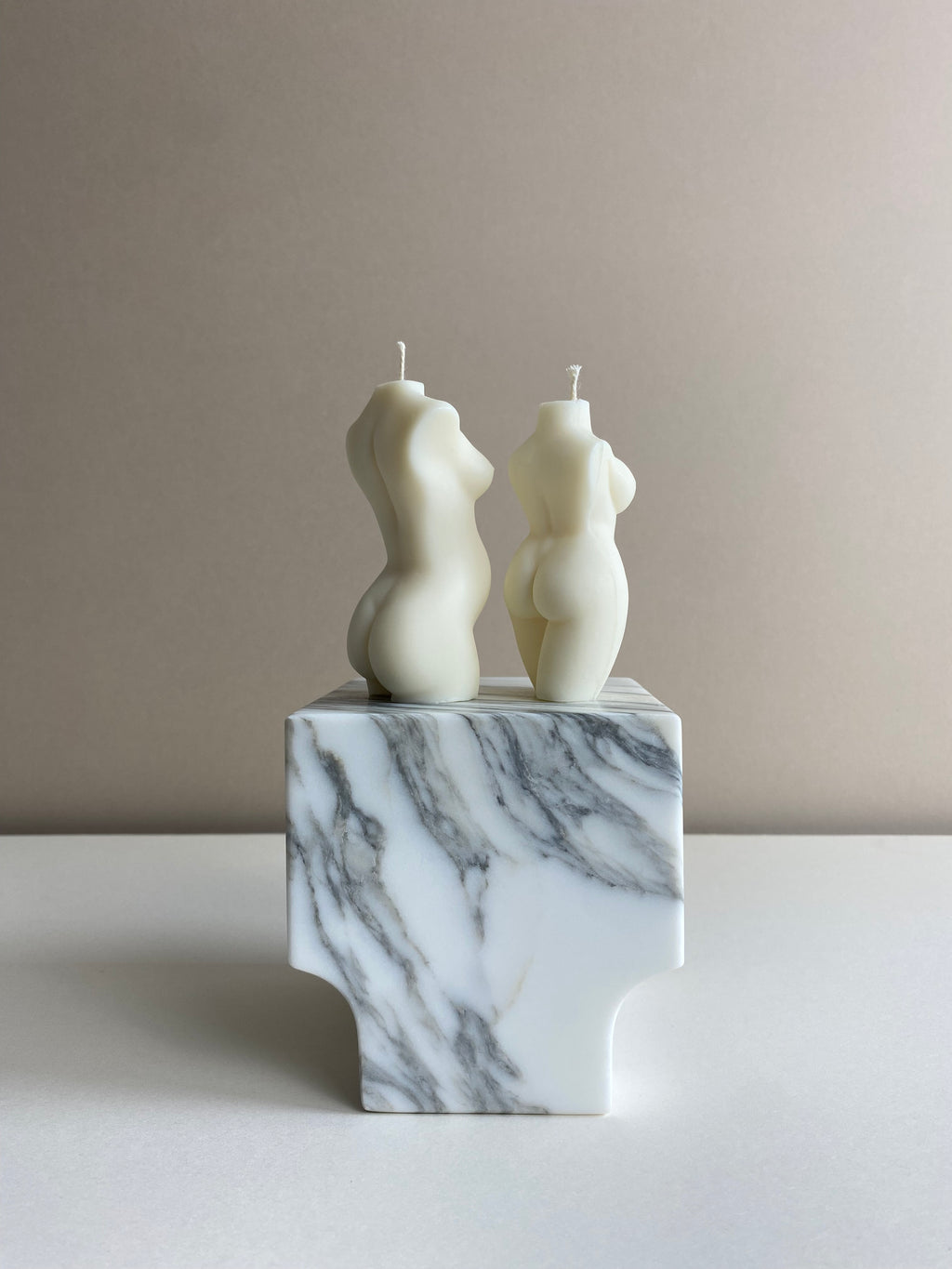 Atelier Ethos Pair Of Curvy And Pregnant Lady Candles A candle duo in natural soy wax celebrating motherhood and sculptural artistry. Perfect as a baby shower or gift for expecting couples. Sustainable, luxurious, and 10% of profits donated to charity. £1