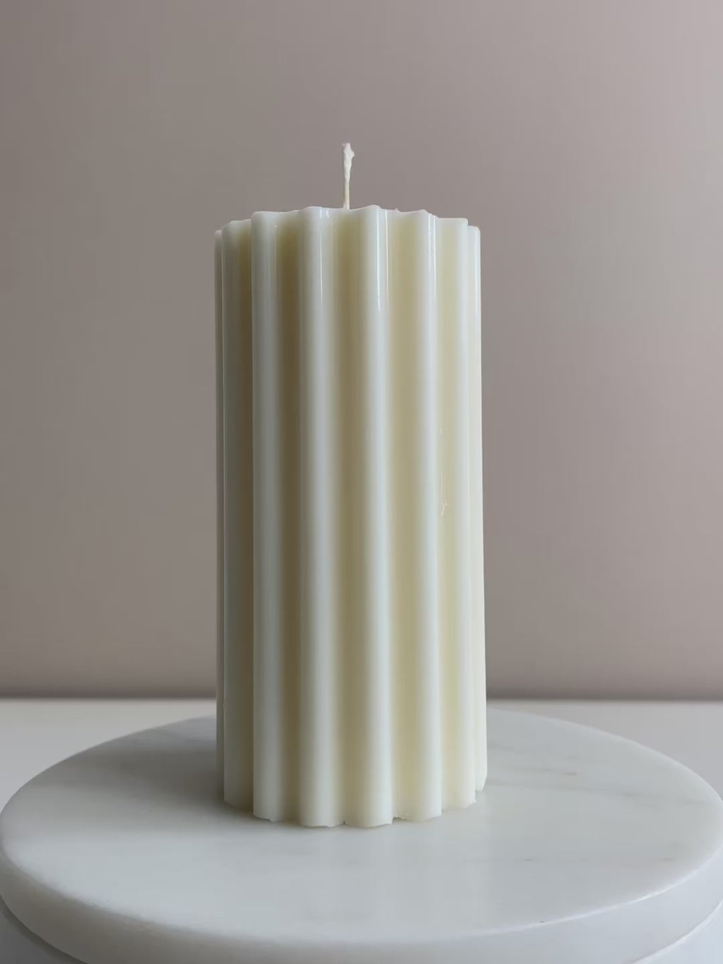 Short Ribbed Pillar Candle